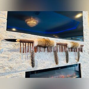 62” hand made tribal coyote spear. By enrolled member of the Cherokee tribe